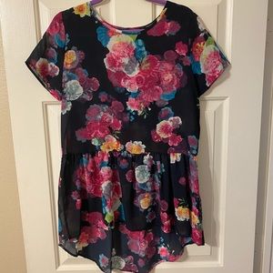 Floral semi sheer top